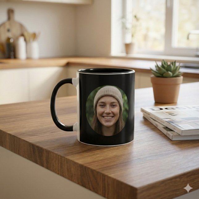 Caneca Black Simple Custom Photo Minimal Modern Design (Black Simple Custom Photo Minimal Modern Design Mug)