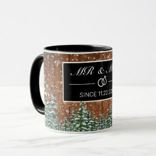 Caneca Black Snowy Wood & Forest Sr. e Sra. Aniversário