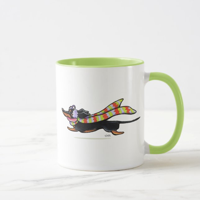 Caneca Black Tan Dachshund Cold Run Winter (Direita)