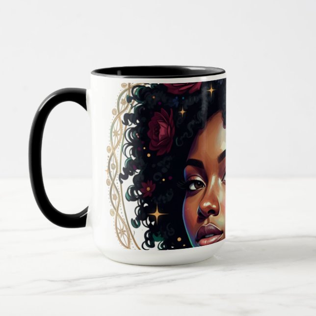 Caneca Black Woman Dark Floral Afro (Esquerda)