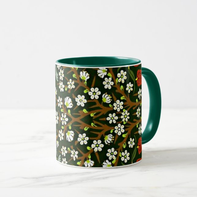 Caneca Blackthorn, famoso padrão William Morris (Frente Esquerda)