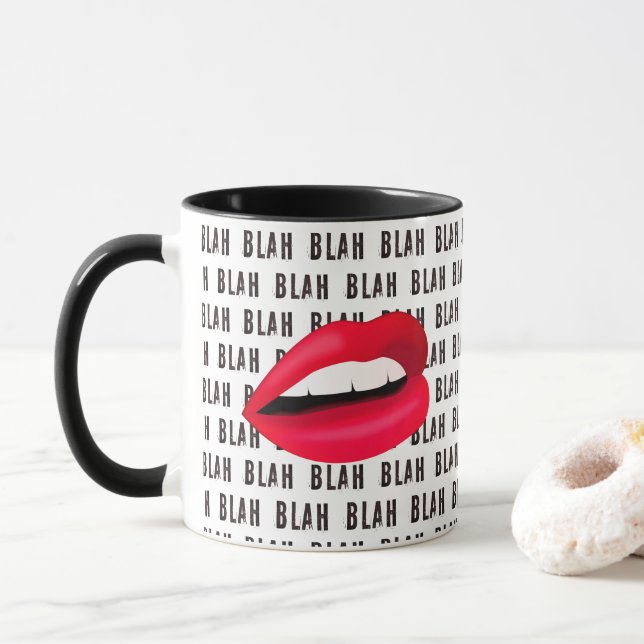 Caneca "Blah Blah Blah" Lábios quentes Pop-Arte (Com Donut)