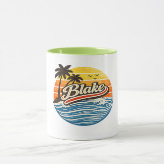 Caneca Blake Retro Sunset Name Design