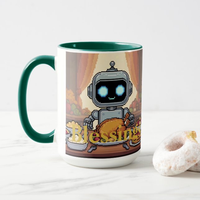 Caneca Blessings Robot Thanksgiving Dinner (Com Donut)