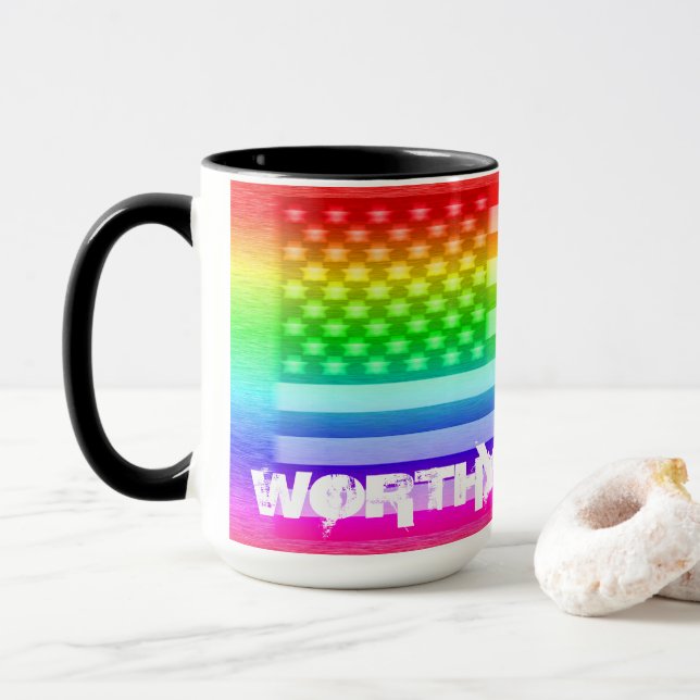 Caneca Blindagem Arco-Íris com Sinalizador dos EUA - Dign (Com Donut)