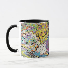 Caneca Blissed Out Psychedelic Flowers