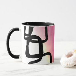 Caneca Blockchain: Abstrato Rosa, Amarelo, Preto e Branco