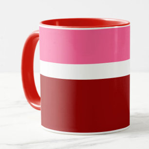 Caneca Bloco de Cor Rosa Branco Marrom Vermelho