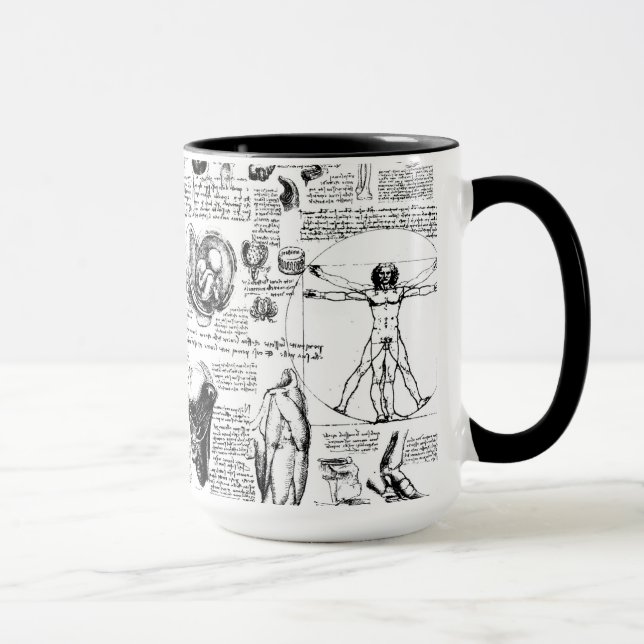 Caneca Bloco de desenho da anatomia de da Vinci (Direita)