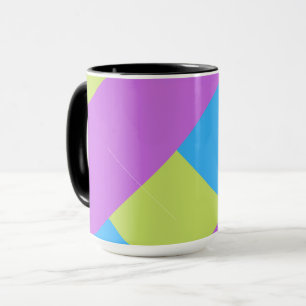 Caneca Blocos de Cor Verde Roxo Azul