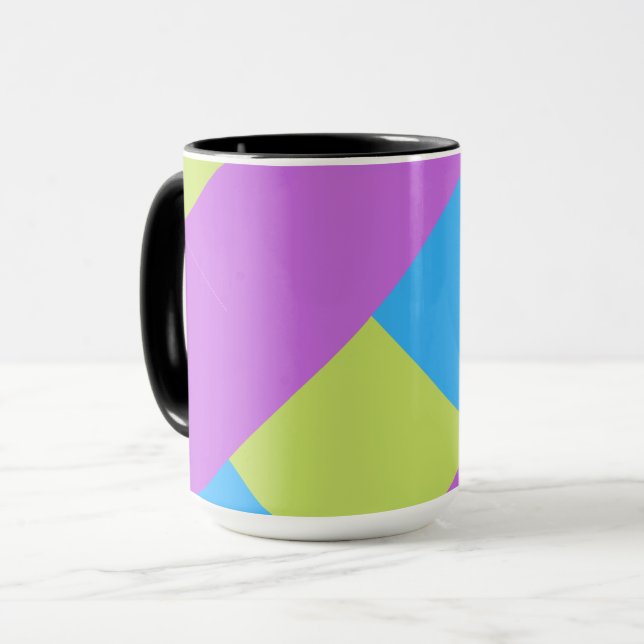 Caneca Blocos de Cor Verde Roxo Azul (Frente Esquerda)