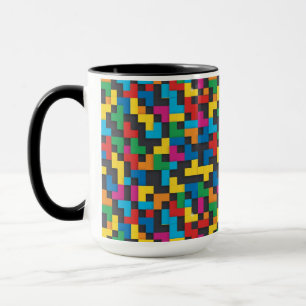 Caneca Blocos Retro Tetris Padrão Sem Costura