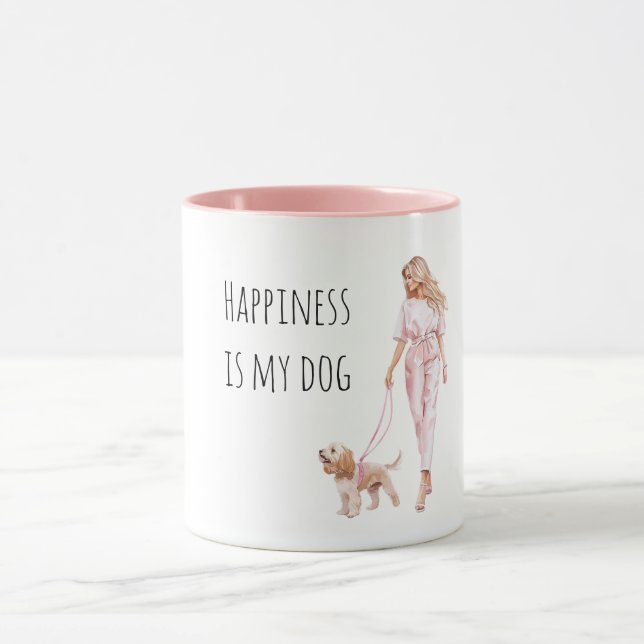 Caneca Blond Hair Lady Walking Dog   (Centro)