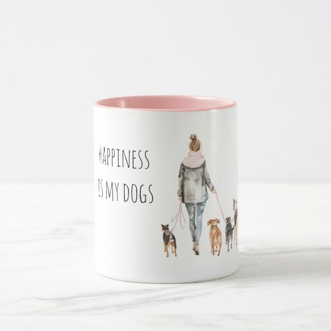 Caneca Blond Hair Lady Walking Dogs   (Centro)
