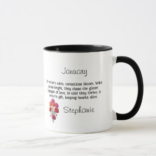 Caneca Bloom do Flor de Nascimento em Janeiro: Carnação C