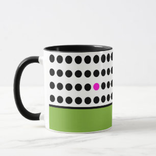 Caneca Bloque de Cor Verde Rosa Pontos Polka Moderno