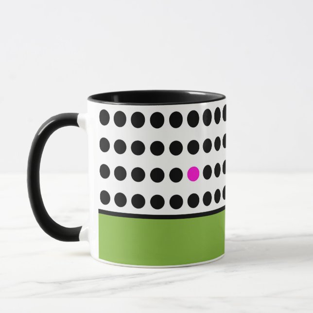 Caneca Bloque de Cor Verde Rosa Pontos Polka Moderno (Esquerda)