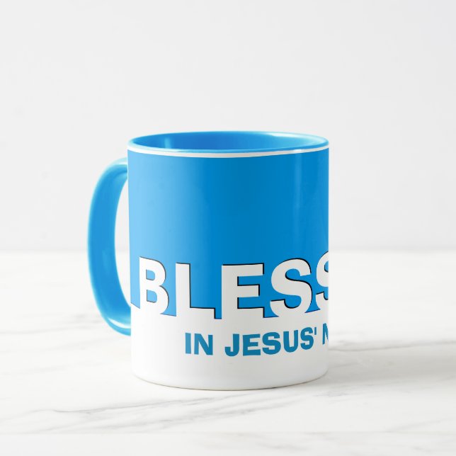 Caneca Blue BLESSED Christian (Frente Esquerda)