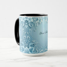 Blue Decorative Floral Mug