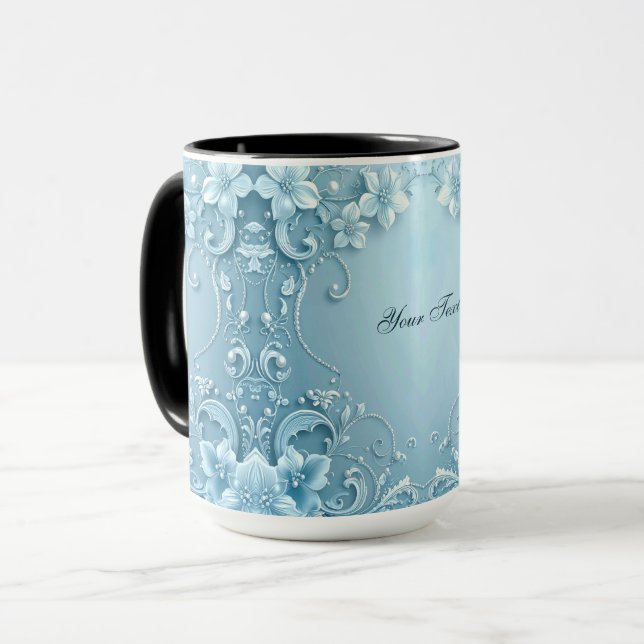Caneca Blue Decorative Floral Mug (Frente Esquerda)
