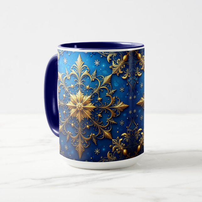 Caneca Blue Decorative Holiday Mug (Frente Esquerda)