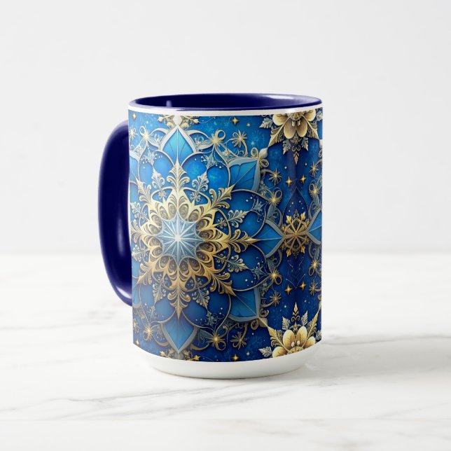 Caneca Blue Decorative Holiday Mug (Frente Esquerda)
