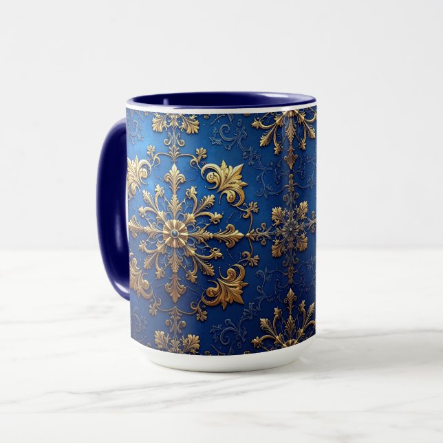 Caneca Blue Decorative Holiday Mug (Frente Esquerda)