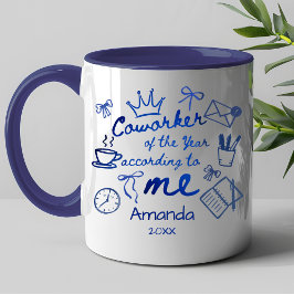 Caneca Blue doodle hand drawn funny coworker quote