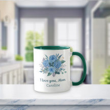 Blue Floral Personalizado Eu Amo-Te Mãe's