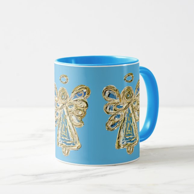 Caneca Blue Guardian Angel Custom Coffee Cup (Frente Esquerda)