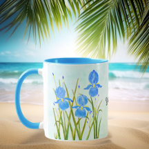 Blue Iriss Combo Mug com texto