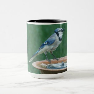 Caneca Blue Jay on Bird Bird Fotografia do pássaro 15oz C