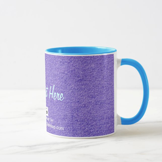 Caneca Blue Jean Material, Seu Texto Aqui (Direita)