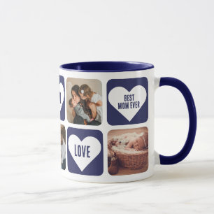 Caneca Blue Love Heart Photo Best Mãe Já Mug