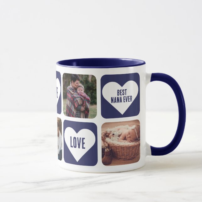 Caneca Blue Love Heart Photo Best Nana Ever Mug (Direita)