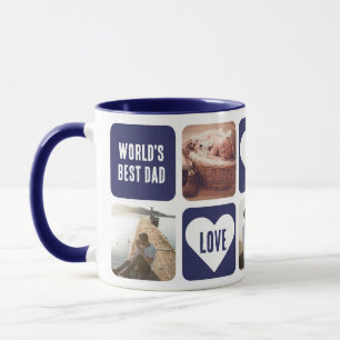 Caneca Blue Love Heart Photo World's Best Pai Mug