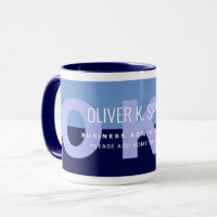 Blue Modern Profissão Café Mug com Nome