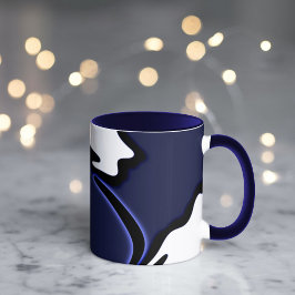 Caneca Blue Moon: Abstract Blue and White