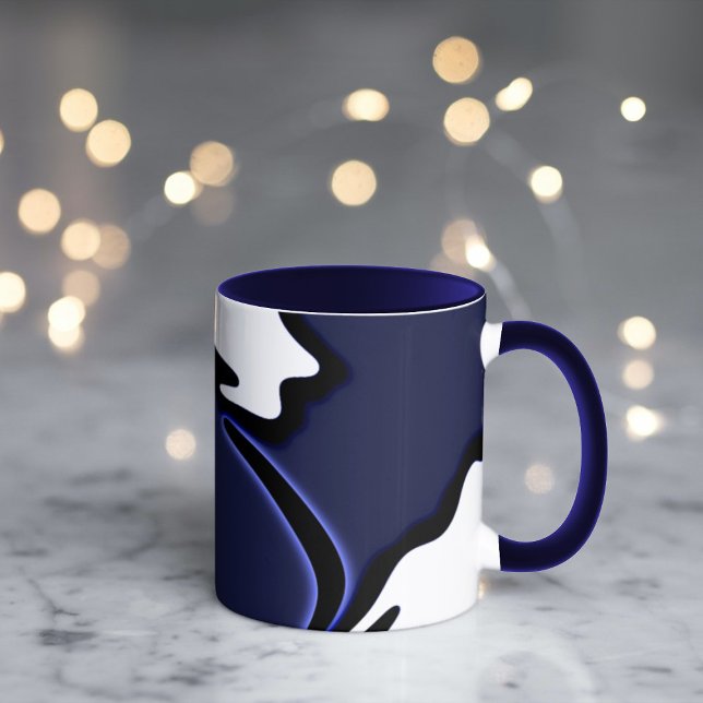 Caneca Blue Moon: Abstract Blue and White (Criador carregado)