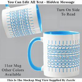 Caneca Blue Name Hidden Message Trendy Mug 121B Modern