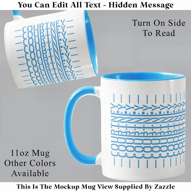 Caneca Blue Name Hidden Message Trendy Mug 121B Modern (Criador carregado)