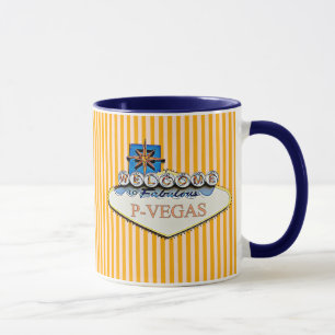 Caneca Blue Orange P-Vegas Platteville Wisconsin Mug