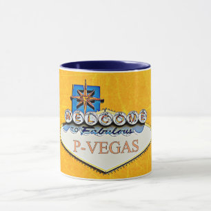 Caneca Blue Orange P-Vegas Platteville Wisconsin Mug