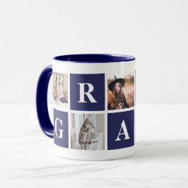 Caneca Blue Photo Collage - Mugs personalizados para o vo