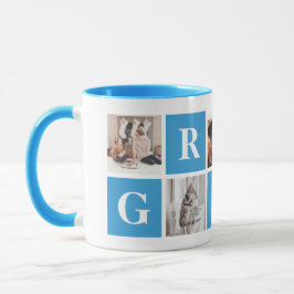 Caneca Blue Photo Collage - Mugs personalizados para o vo