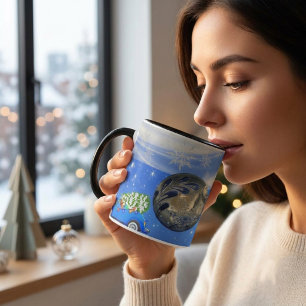 Caneca Blue Pristine Snowflakes Mug para Pai