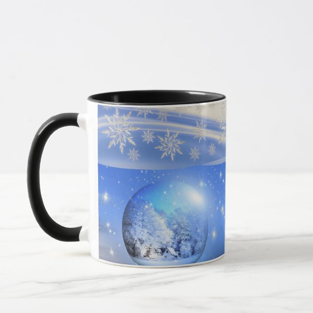 Caneca Blue Pristine Snowflakes Mug para Pai (Esquerda)