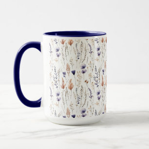 Caneca Blue Purple Rosa Beige Wildflower Boho