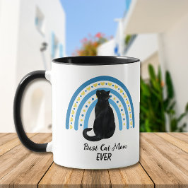 Caneca Blue Rainbow Best Black Cat Mãe
