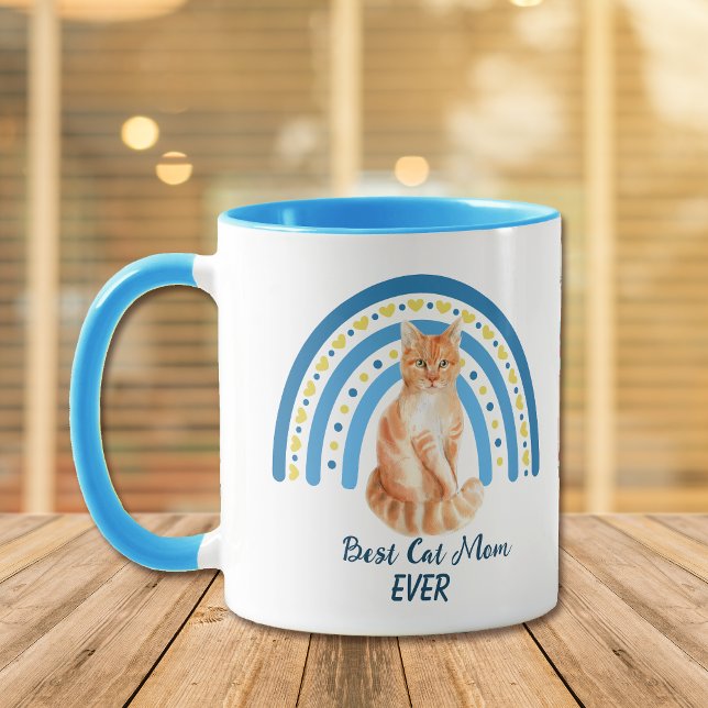 Caneca Blue Rainbow Best Ginger Cat (Criador carregado)